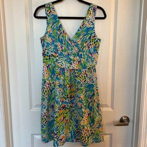 Lilly Pulitzer Cotton Stretch V Neck Dress, Size L